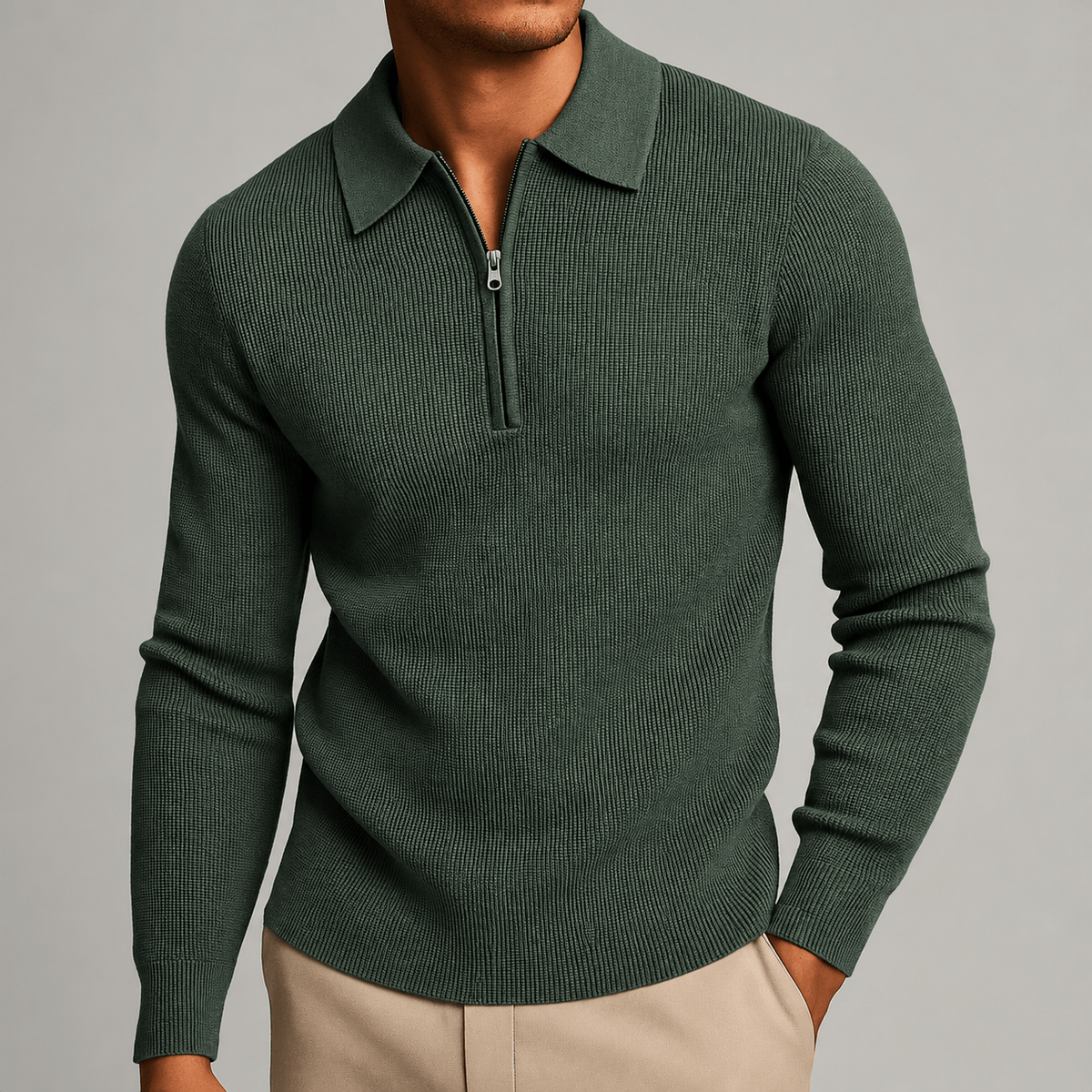 DONACCI Knitted Zip Polo