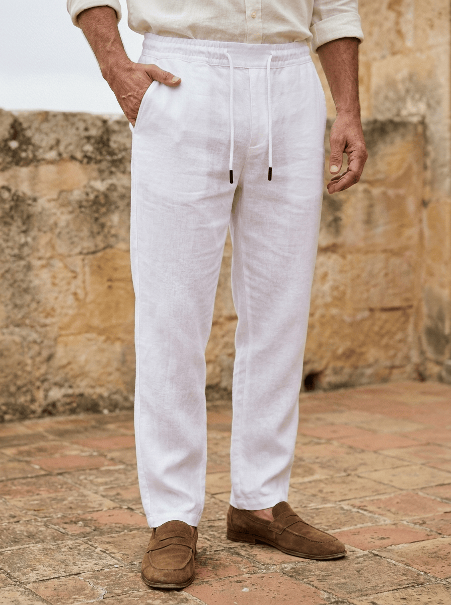 André Ferran Bordeaux Linen Trousers