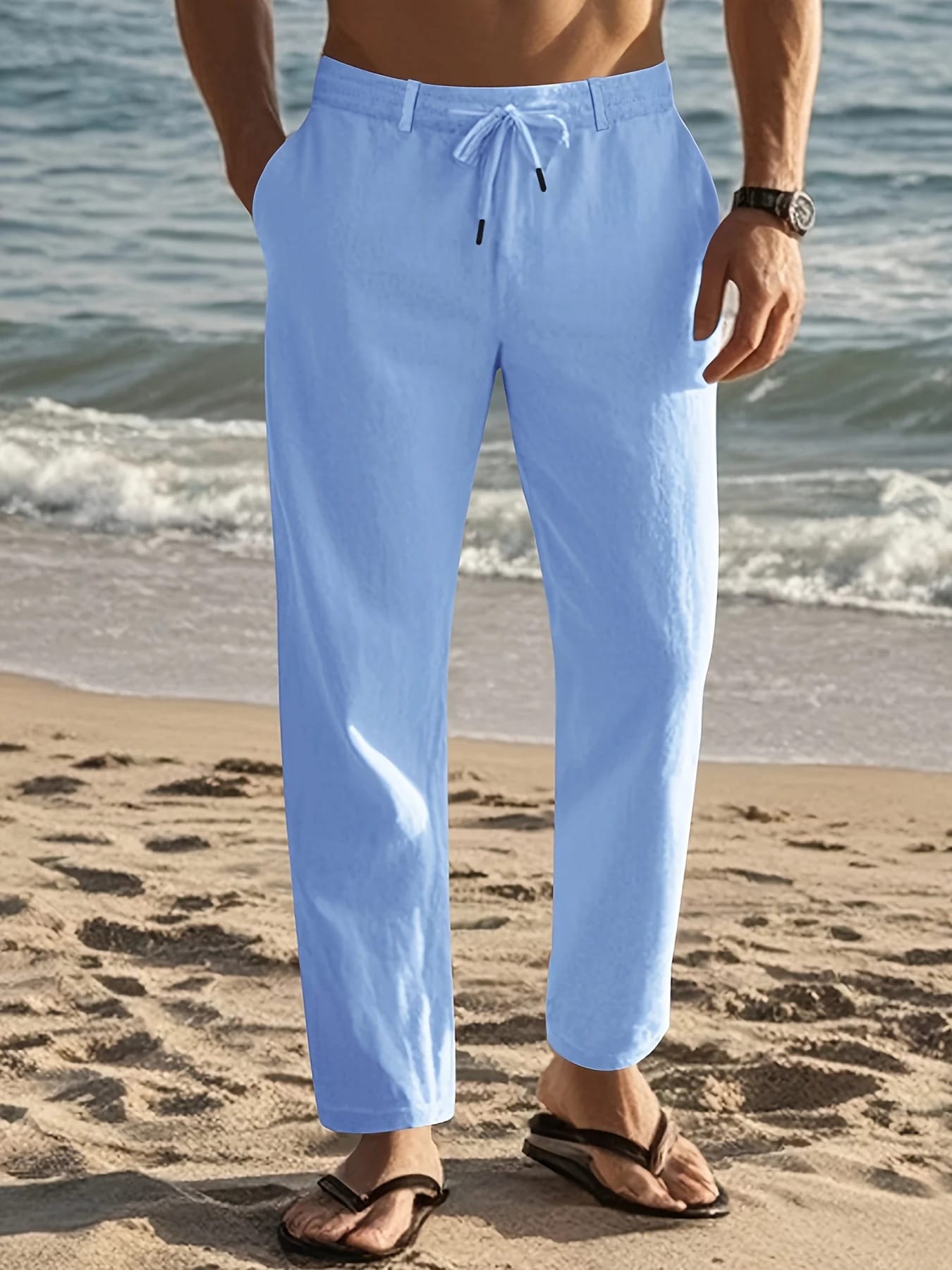 André Ferran Bordeaux Linen Trousers