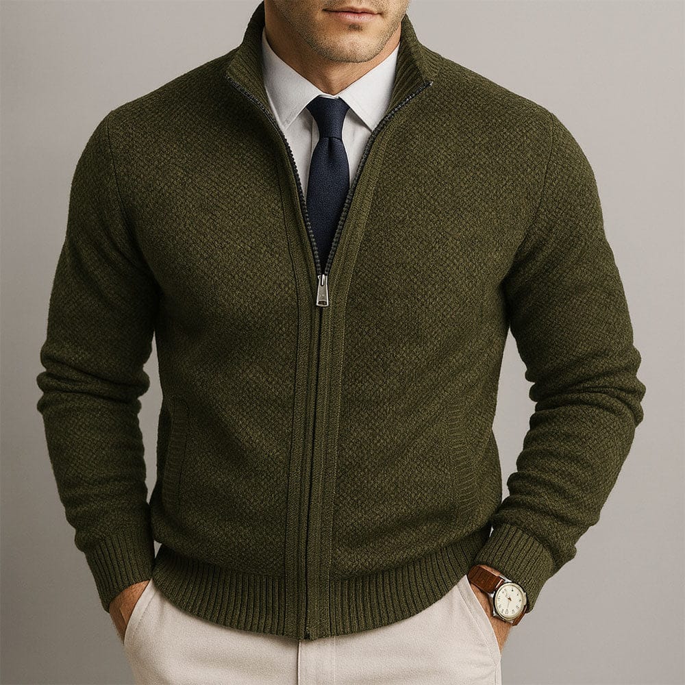 Jake – Cardigan con cerniera in lana merino