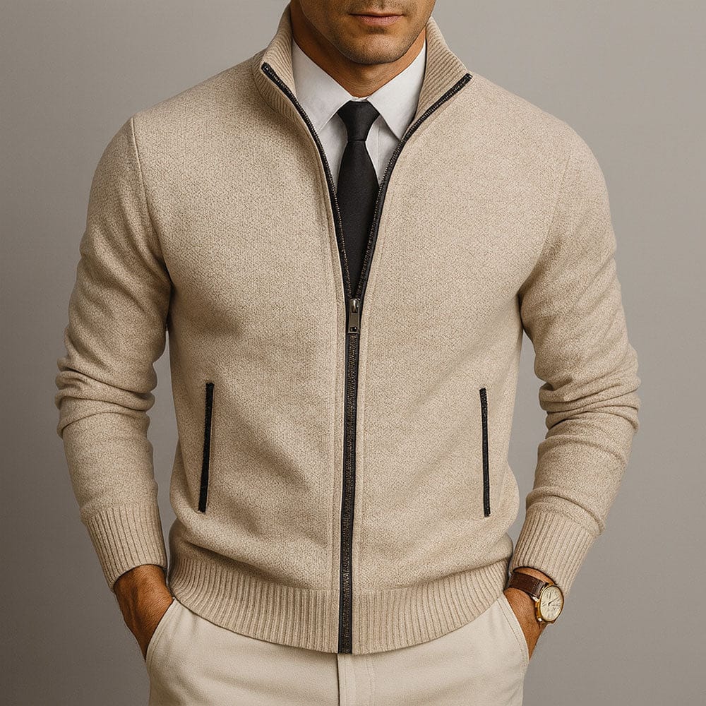Jake – Cardigan con cerniera in lana merino