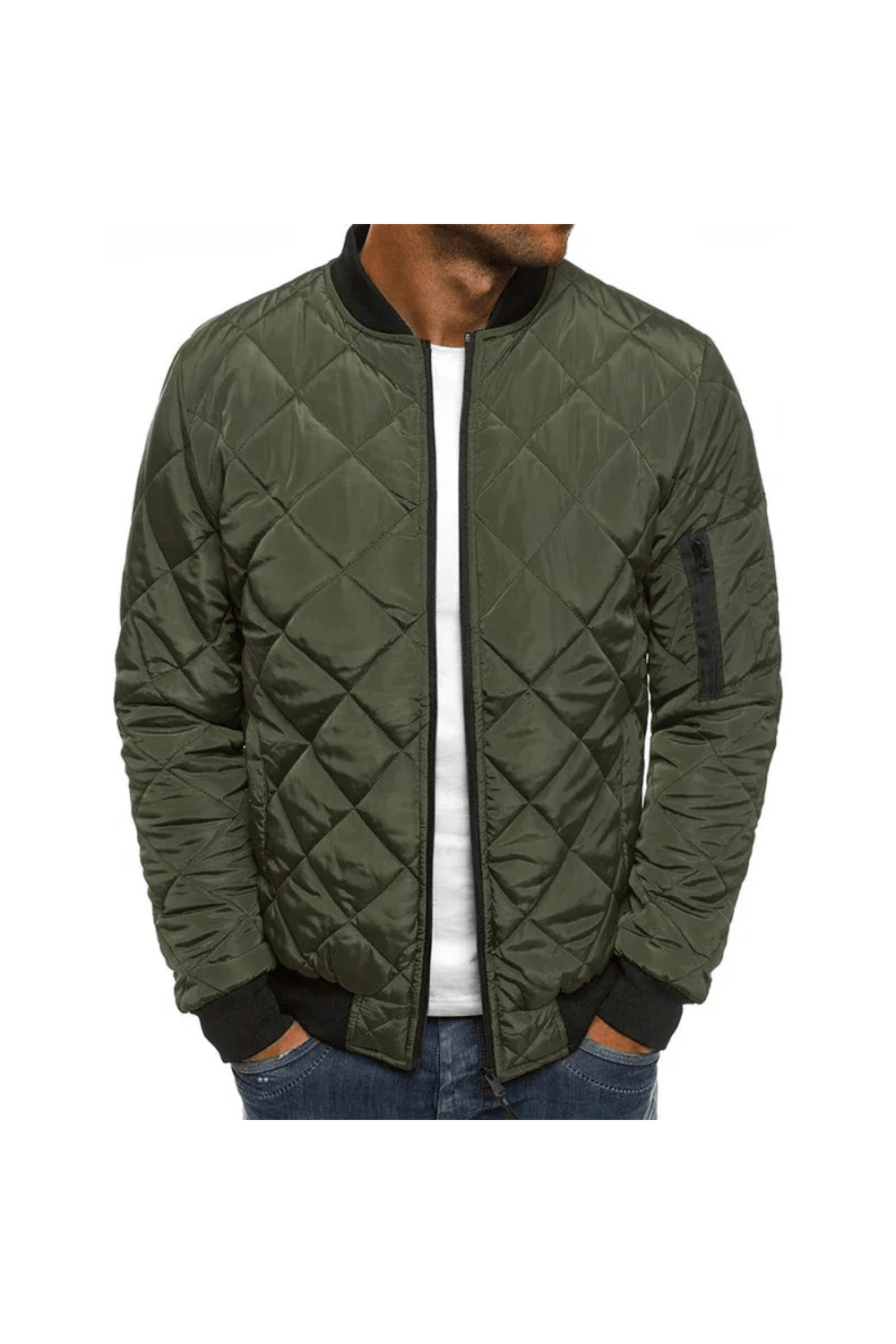 André Ferran Diamond Quilted Bomber Jacket