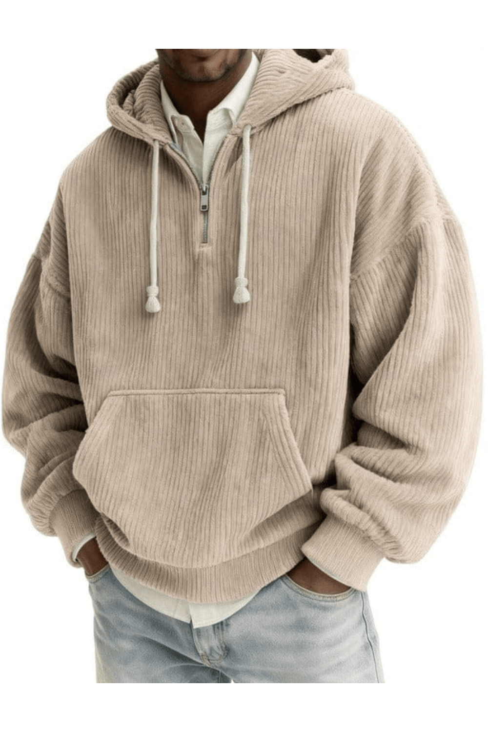 André Ferran Corduroy Quarter-Zip Hoodie