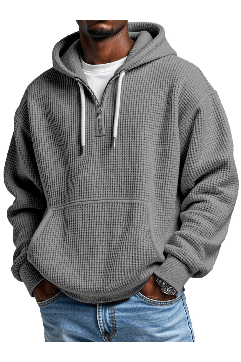 André Ferran Waffle Quarter-Zip Hoodie