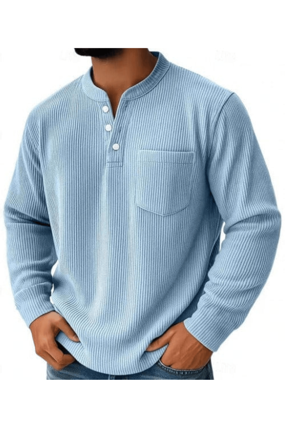 André Ferran Striped Henley Pullover
