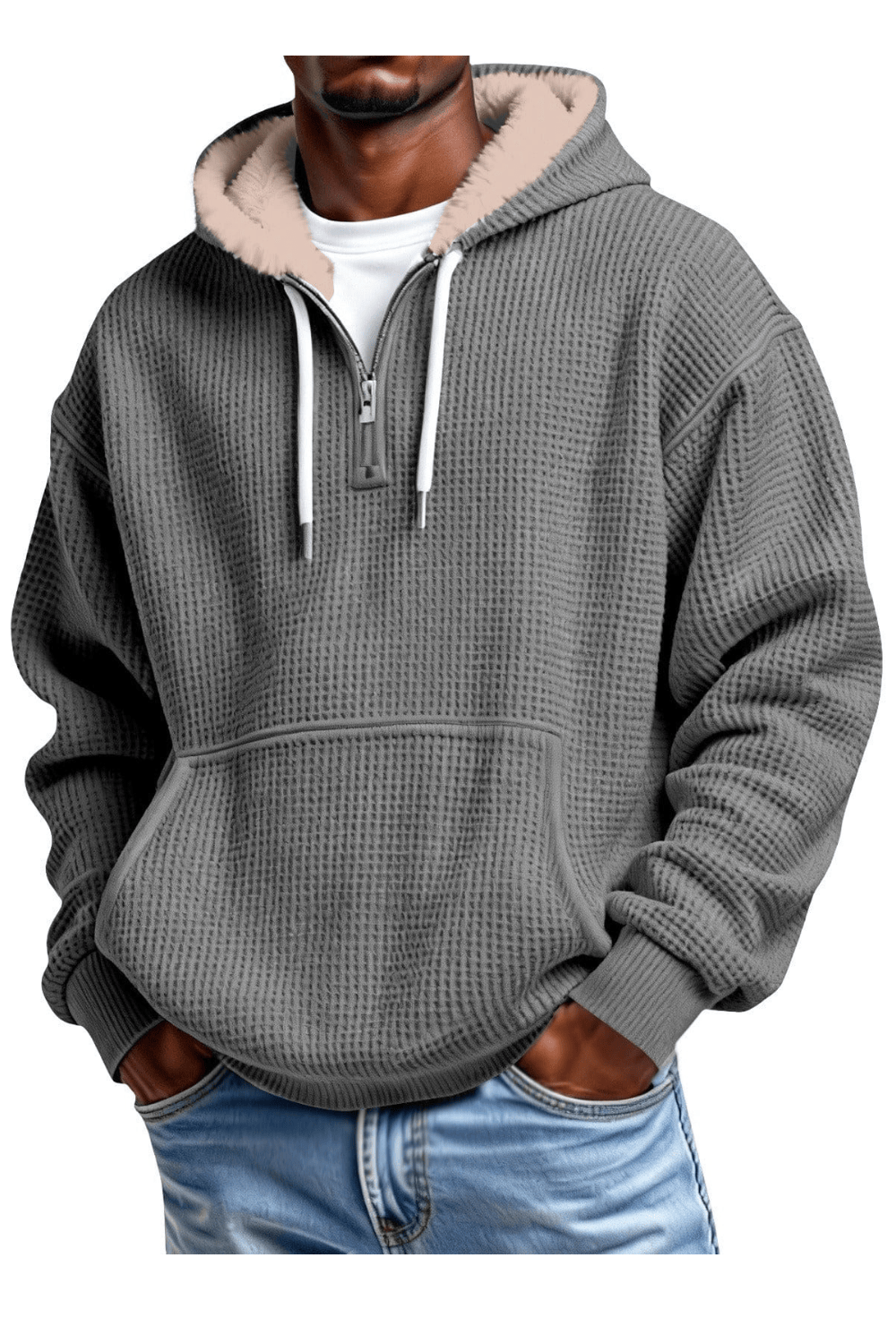 André Ferran Sherpa-Lined Waffle Hoodie