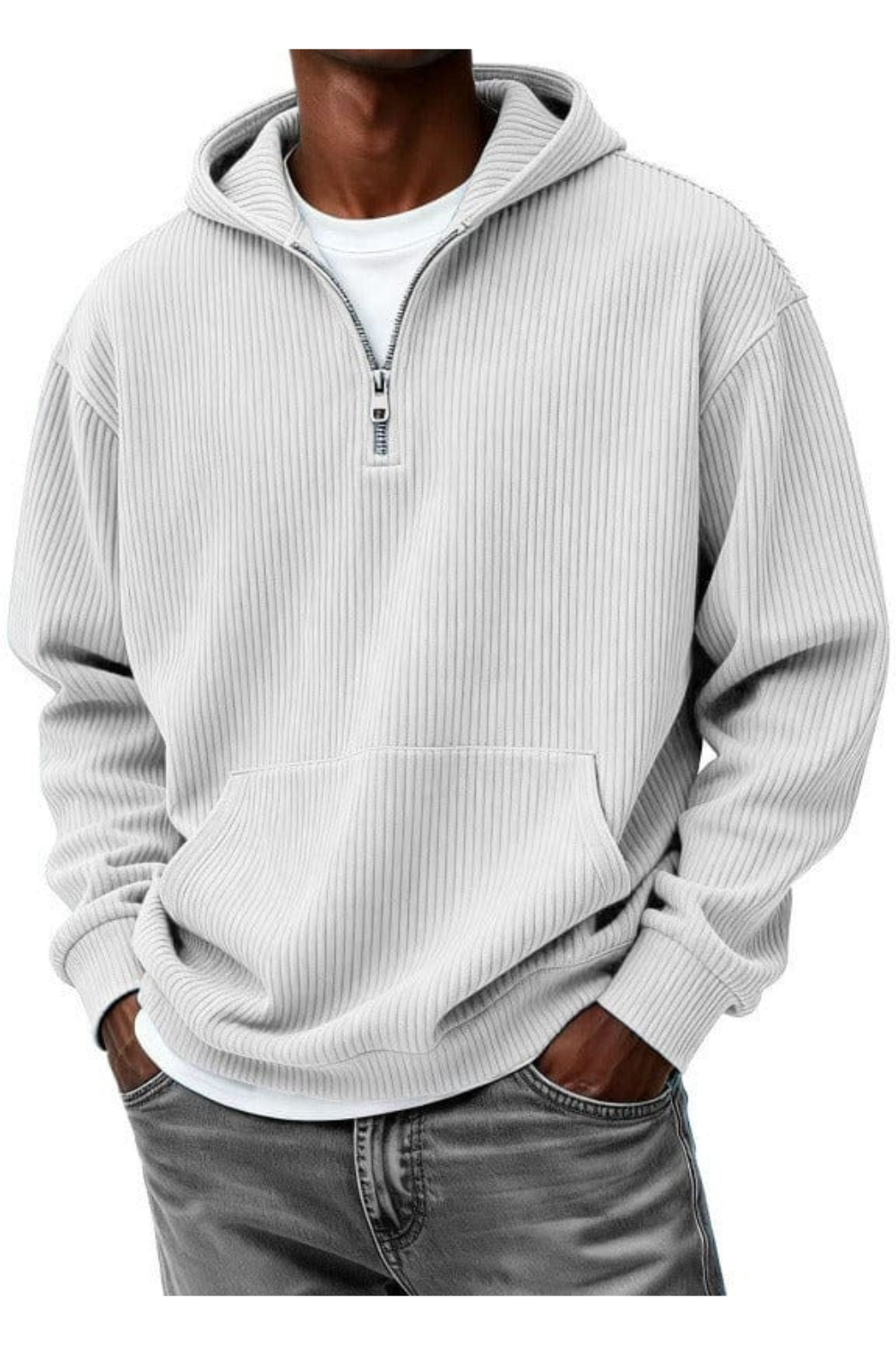 André Ferran Ribbed Quarter-Zip Hoodie