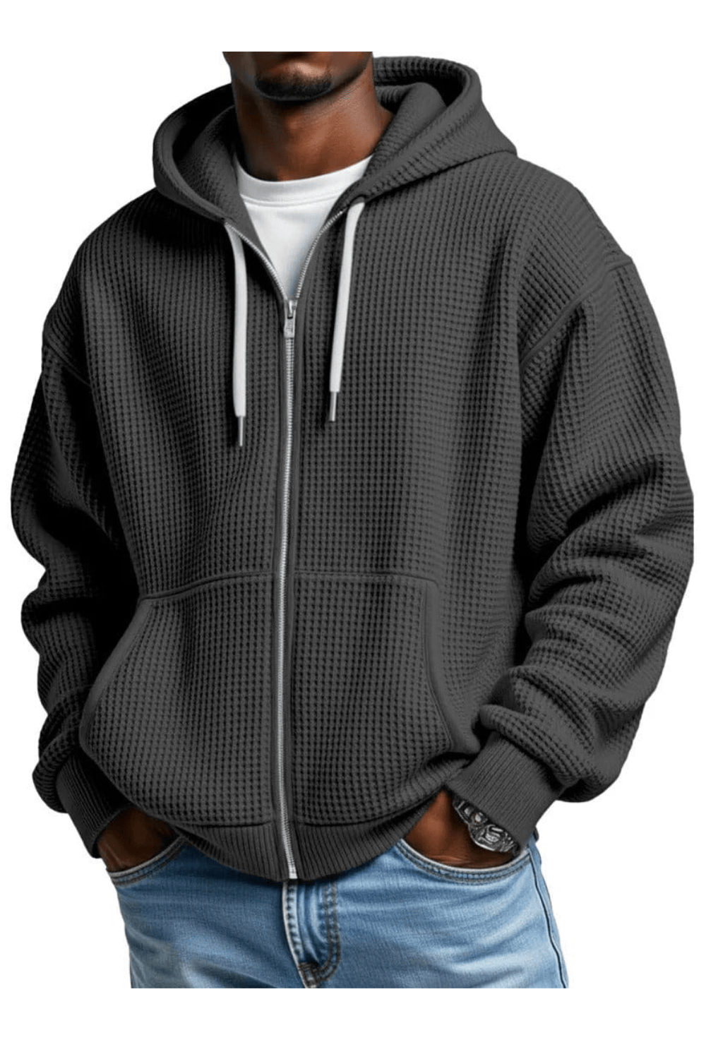 André Ferran Full-Zip Waffle Hoodie