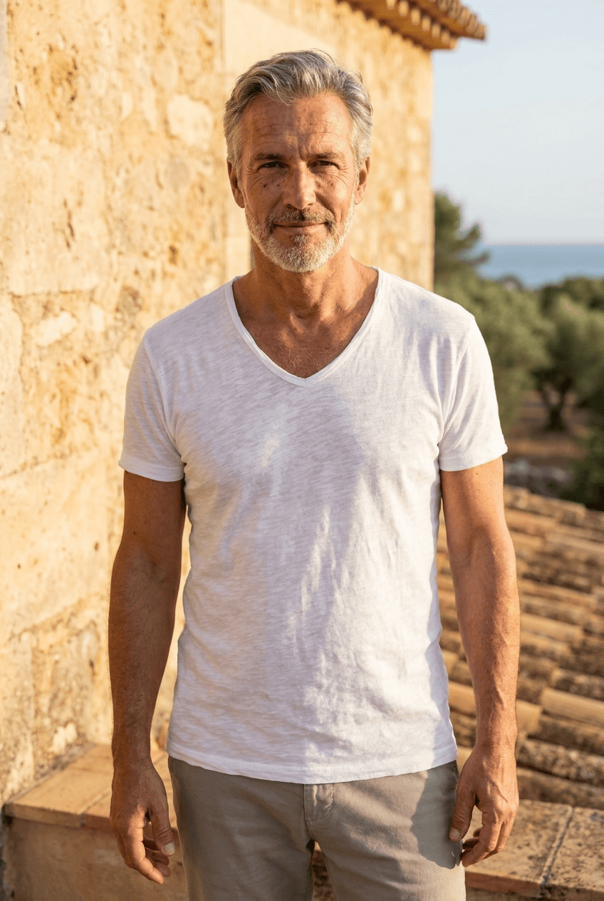 André Ferran Slub-Baumwolle V-Ausschnitt