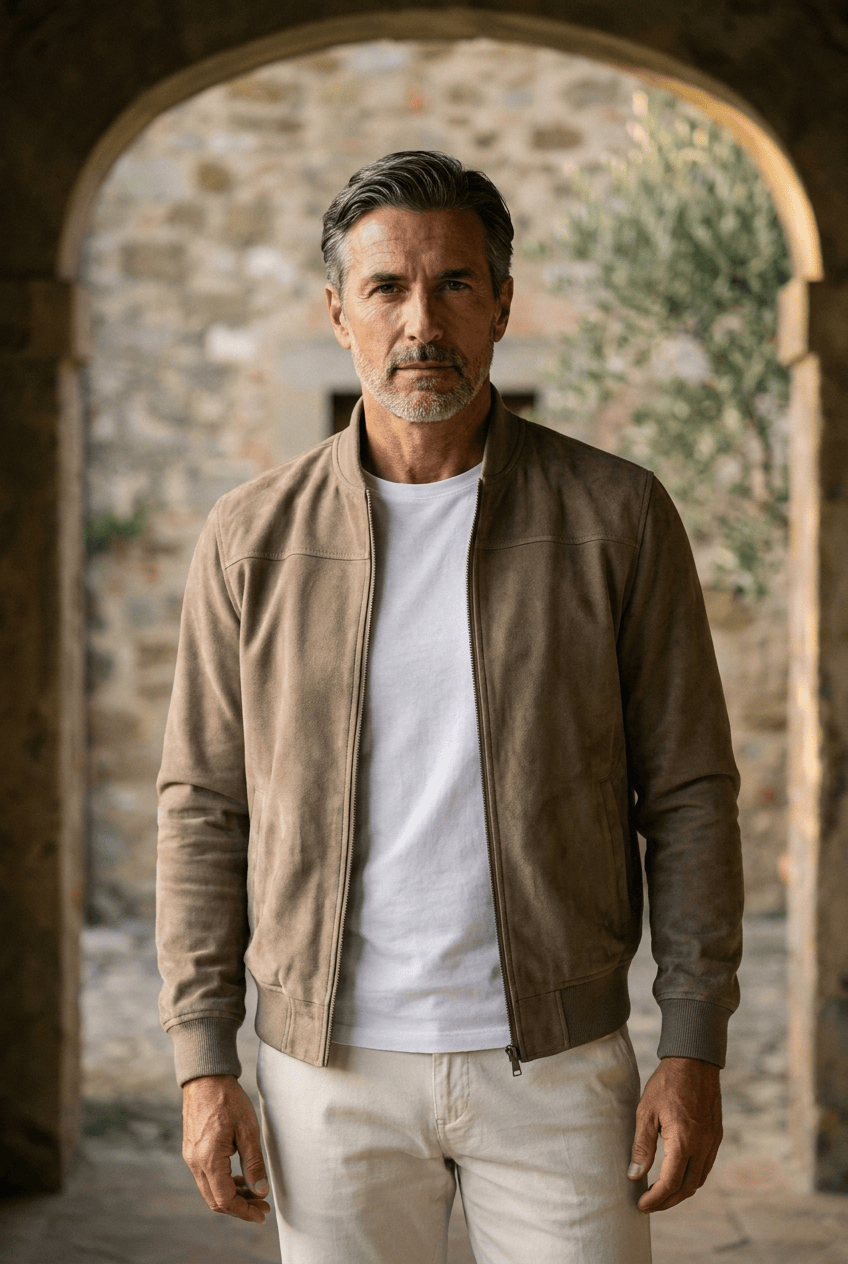 André Ferran Velours-Wildlederjacke