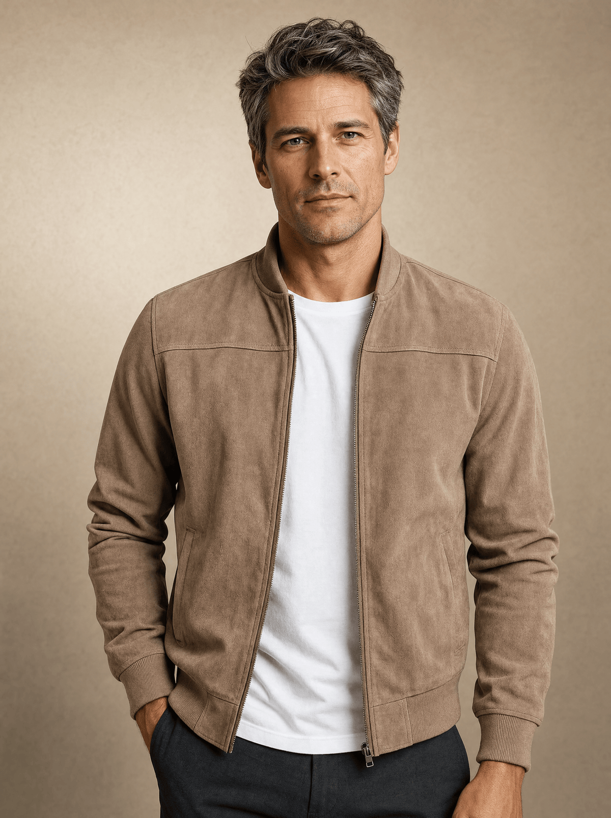 André Ferran Velours-Wildlederjacke
