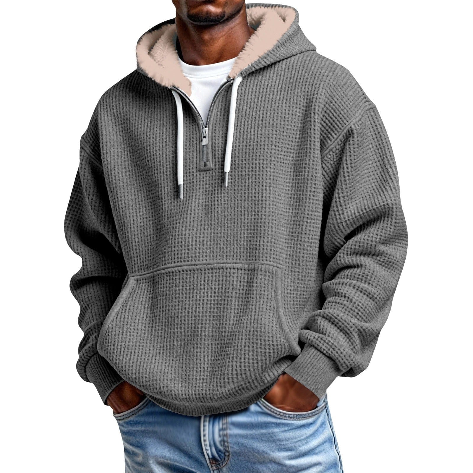 André Ferran Sherpa-Lined Waffle Hoodie