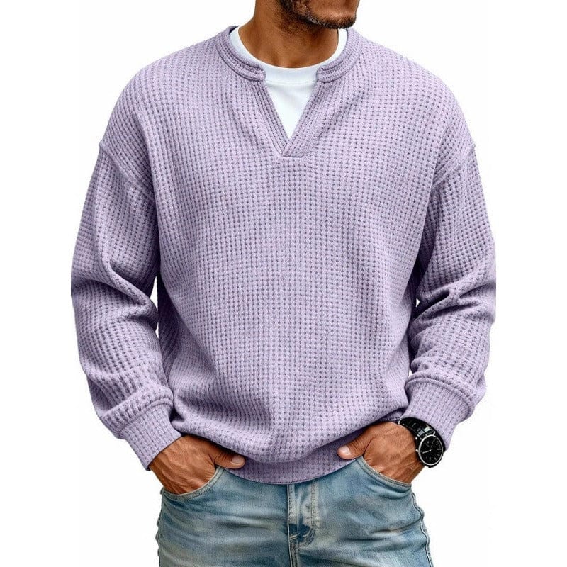 André Ferran V-Notch Waffle Pullover