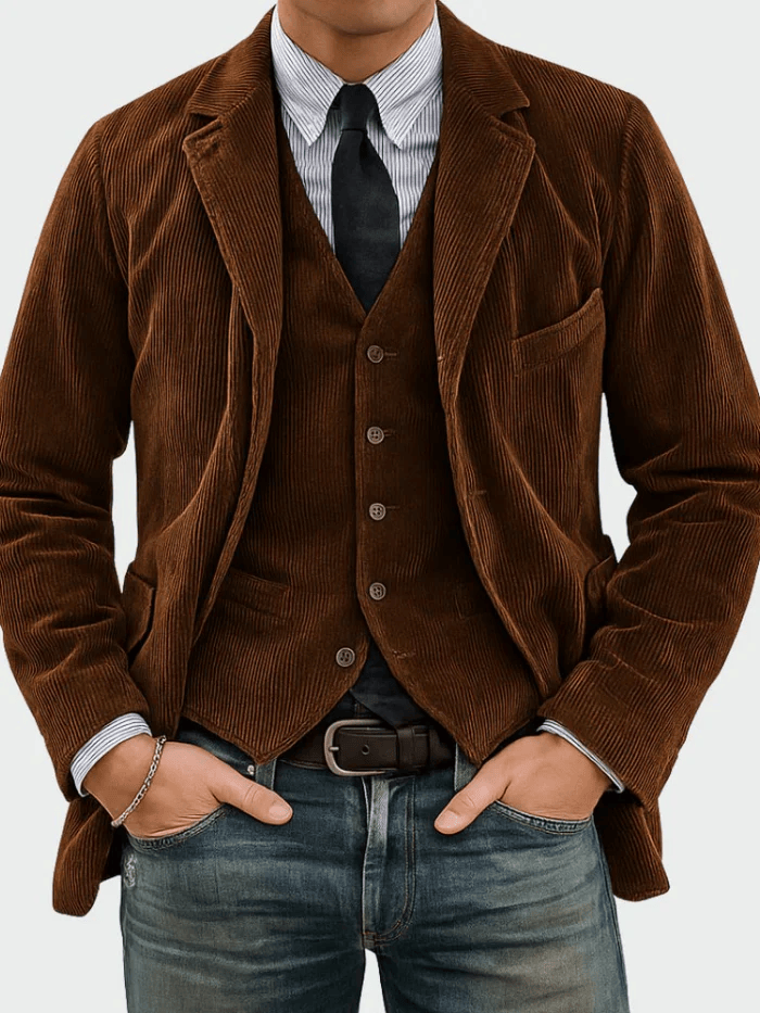André Ferran Gentleman Corduroy Jacket + Vest Set