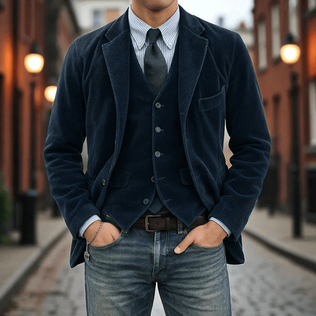 André Ferran Gentleman Corduroy Jacket + Vest Set