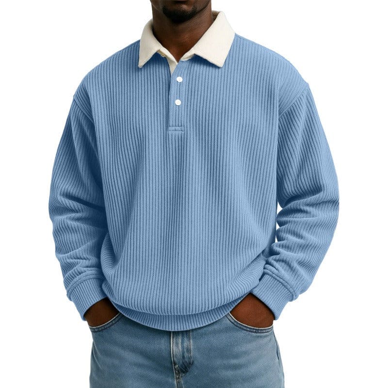 André Ferran Contrast Collar Corduroy Polo