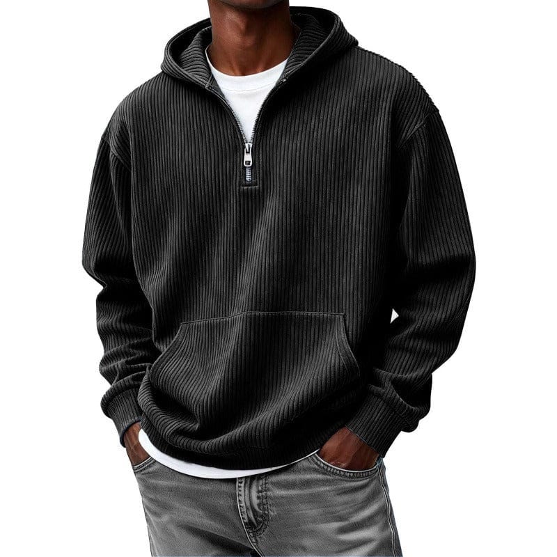 André Ferran Ribbed Quarter-Zip Hoodie