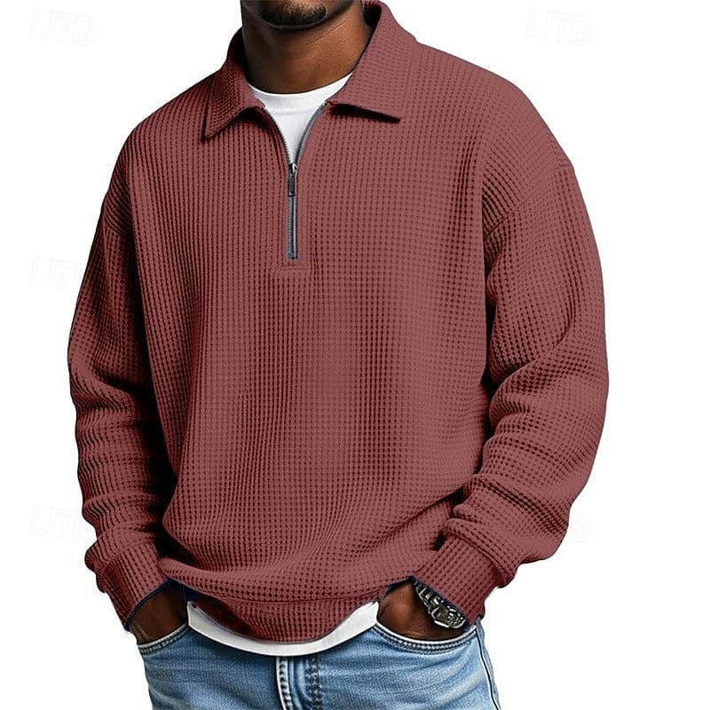 André Ferran Collar Quarter-Zip Waffle
