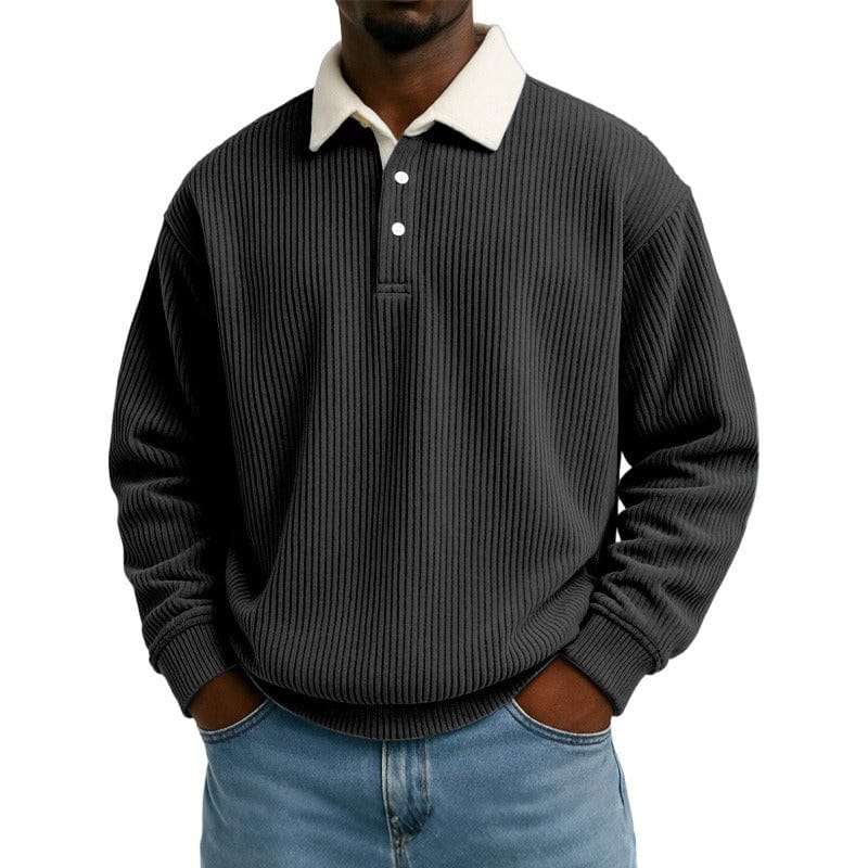 André Ferran Contrast Collar Corduroy Polo