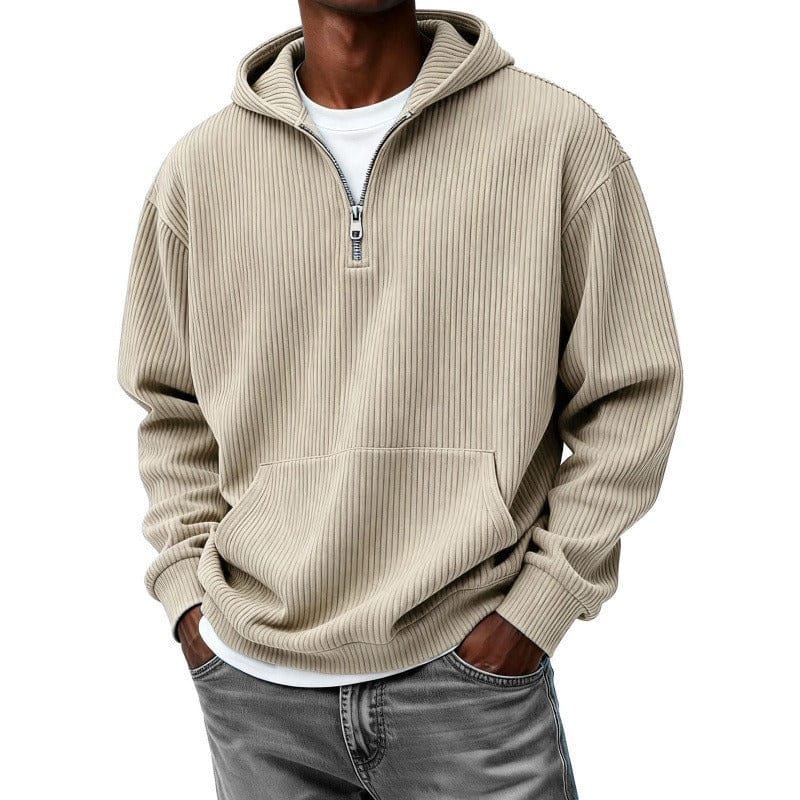 André Ferran Ribbed Quarter-Zip Hoodie