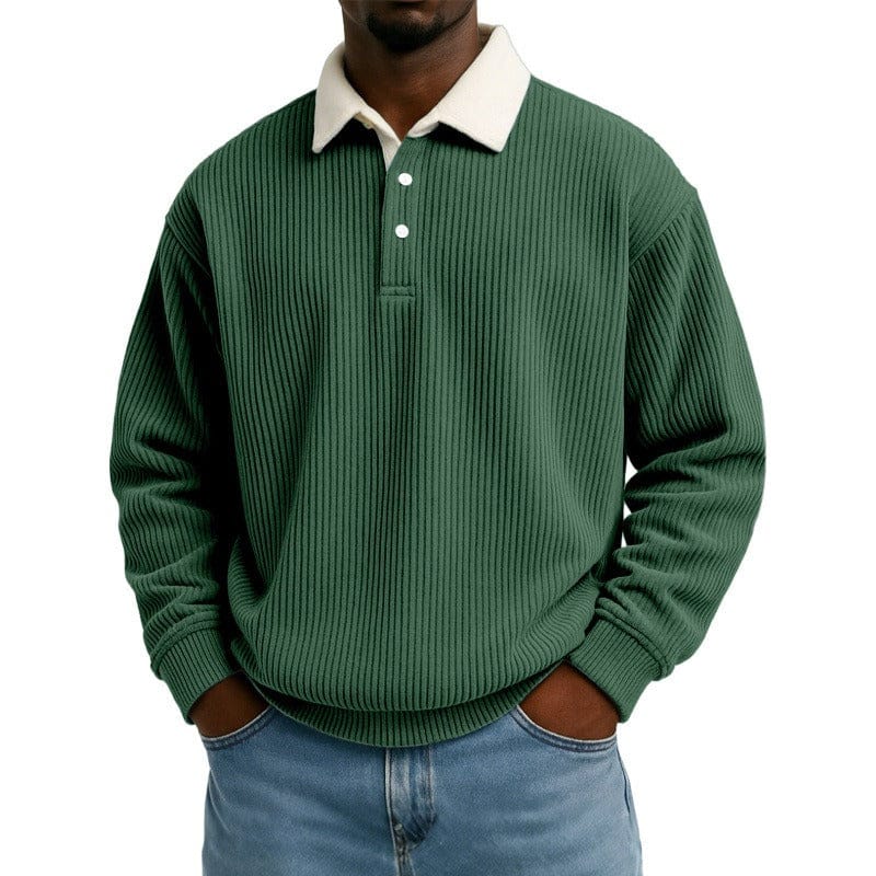 André Ferran Contrast Collar Corduroy Polo