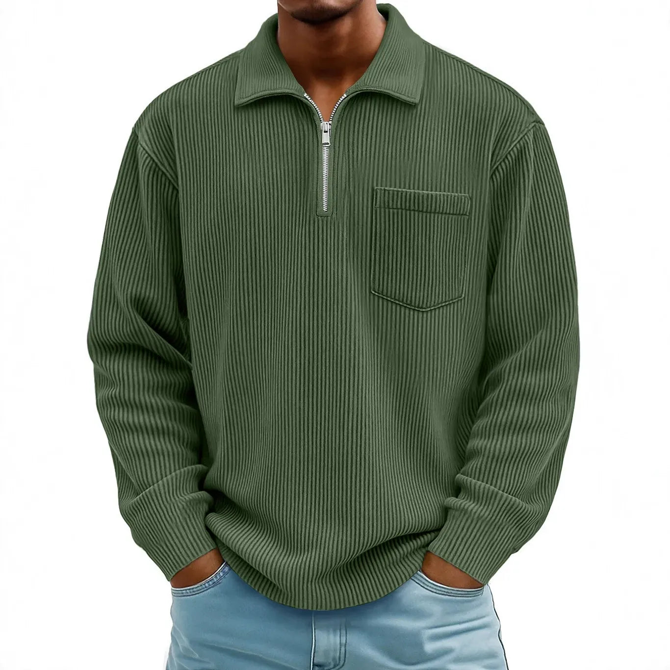 André Ferran Corduroy Collar Quarter-Zip