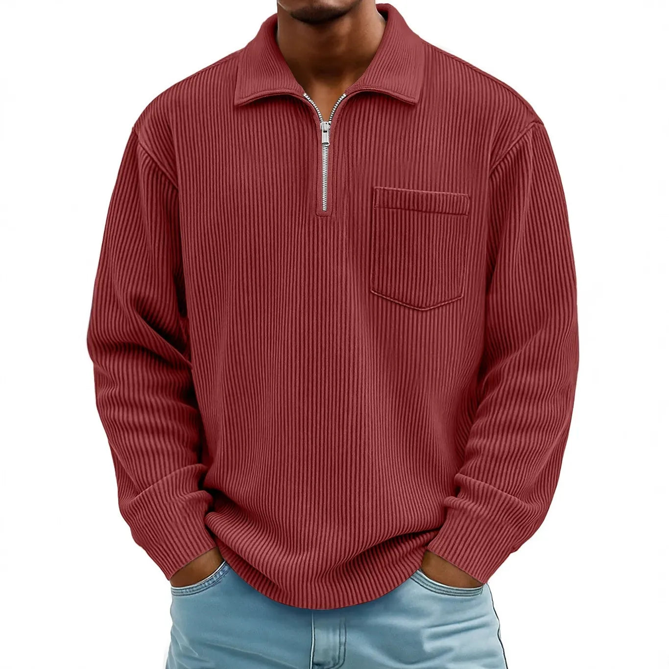 André Ferran Corduroy Collar Quarter-Zip
