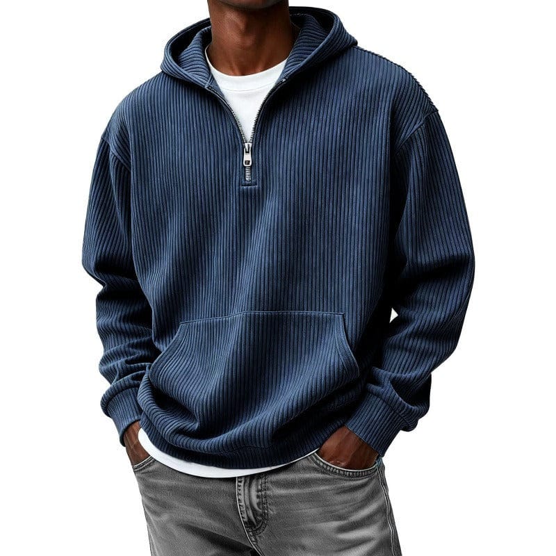 André Ferran Ribbed Quarter-Zip Hoodie