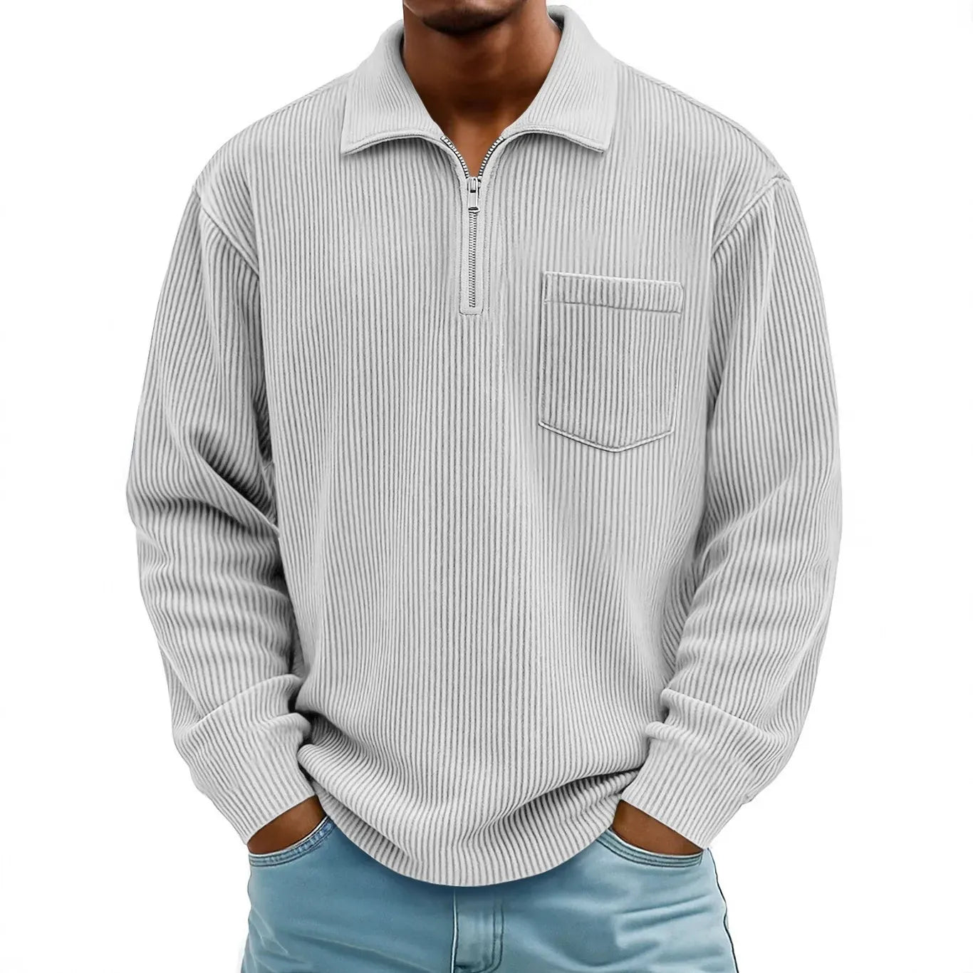 André Ferran Corduroy Collar Quarter-Zip