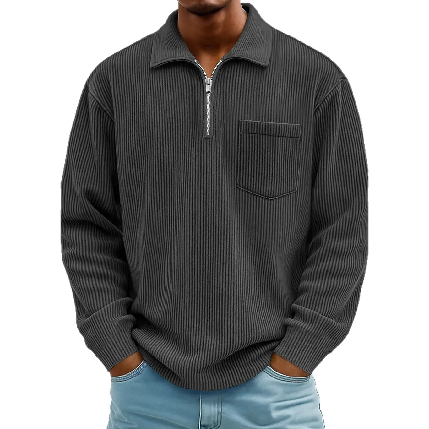 André Ferran Corduroy Collar Quarter-Zip