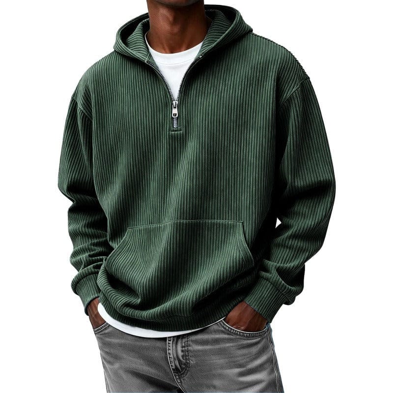 André Ferran Ribbed Quarter-Zip Hoodie
