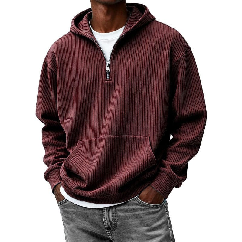 André Ferran Ribbed Quarter-Zip Hoodie
