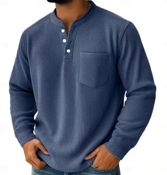 André Ferran Striped Henley Pullover