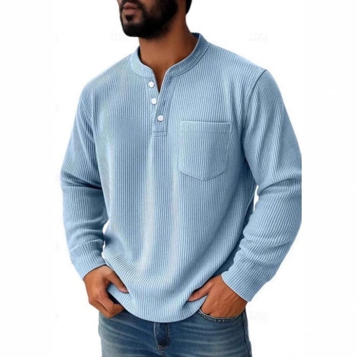 André Ferran Striped Henley Pullover