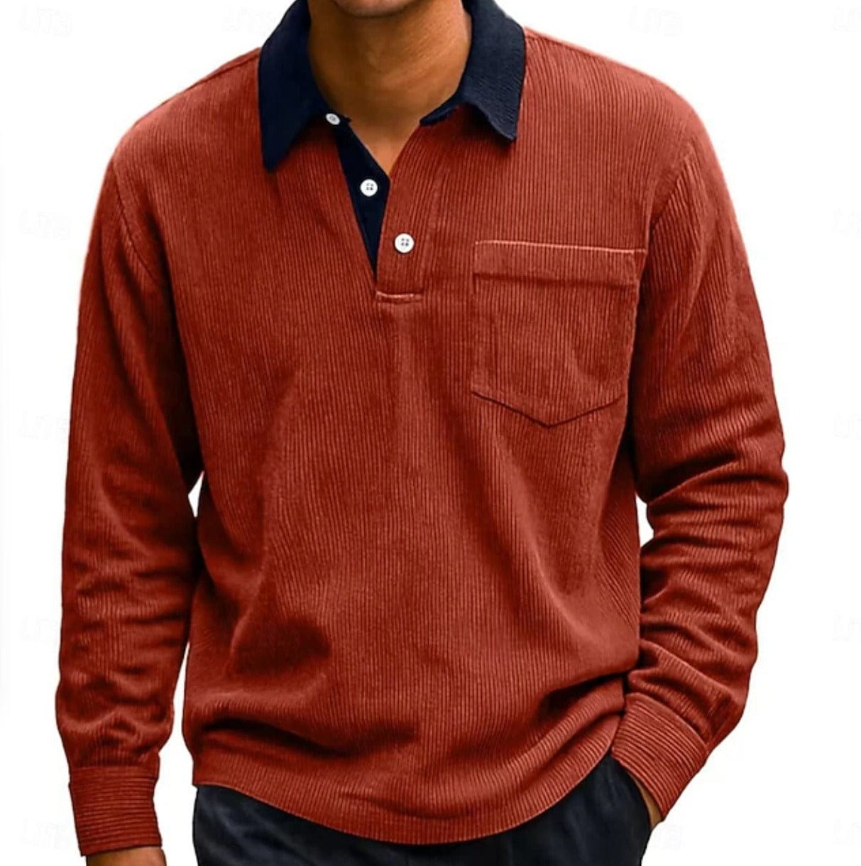 André Ferran Corduroy Polo Pullover
