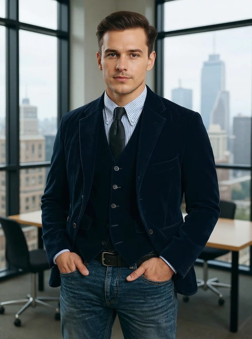 André Ferran Gentleman Corduroy Jacket + Vest Set