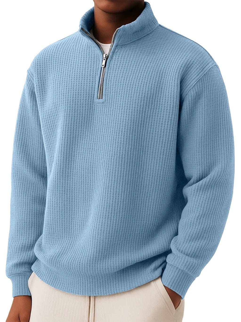 André Ferran Waffle Mock Neck Quarter-Zip