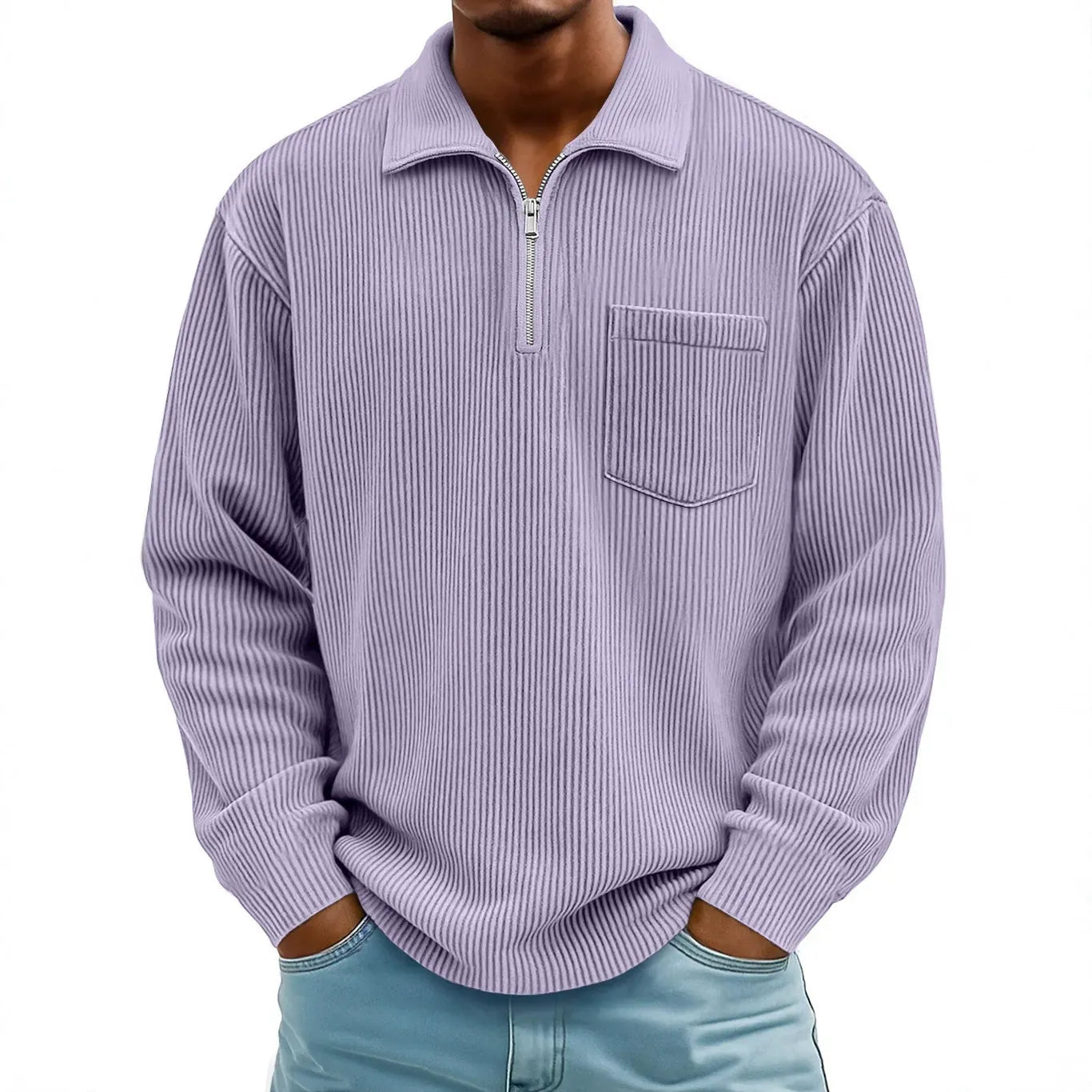 André Ferran Corduroy Collar Quarter-Zip