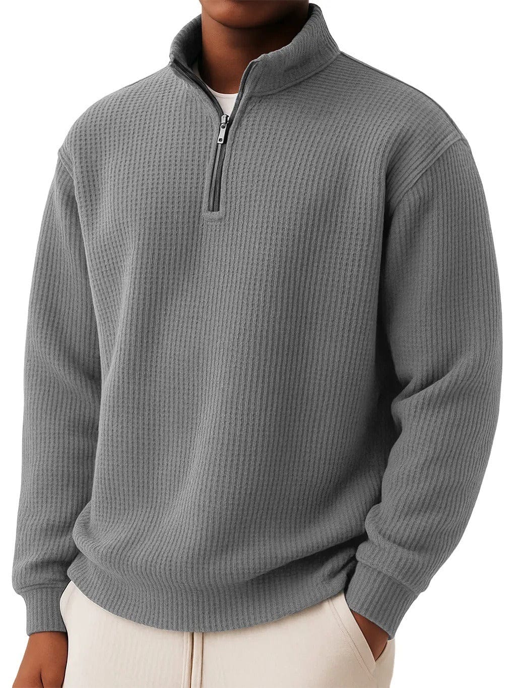André Ferran Waffle Mock Neck Quarter-Zip