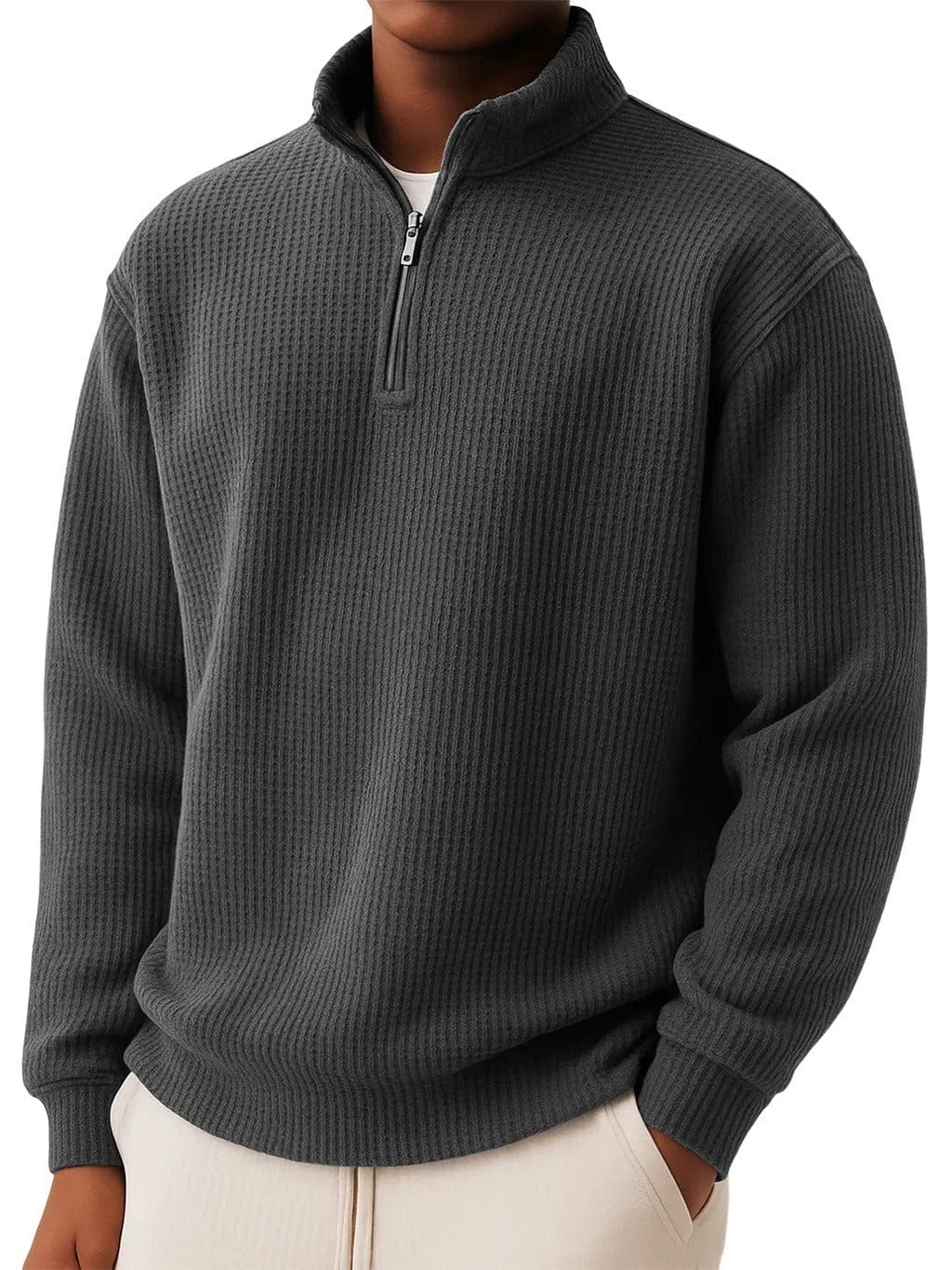 André Ferran Waffle Mock Neck Quarter-Zip