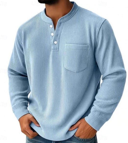 André Ferran Striped Henley Pullover