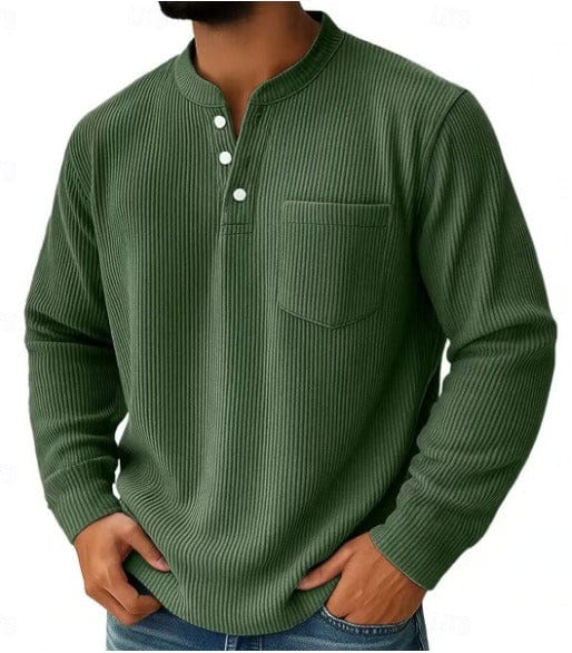 André Ferran Striped Henley Pullover