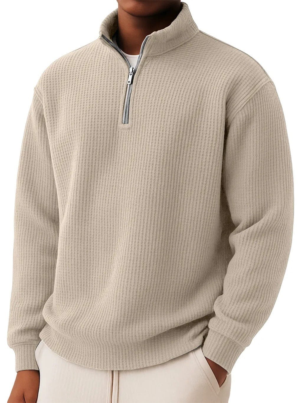 André Ferran Waffle Mock Neck Quarter-Zip