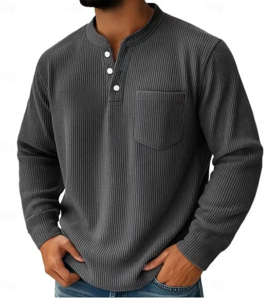 André Ferran Striped Henley Pullover