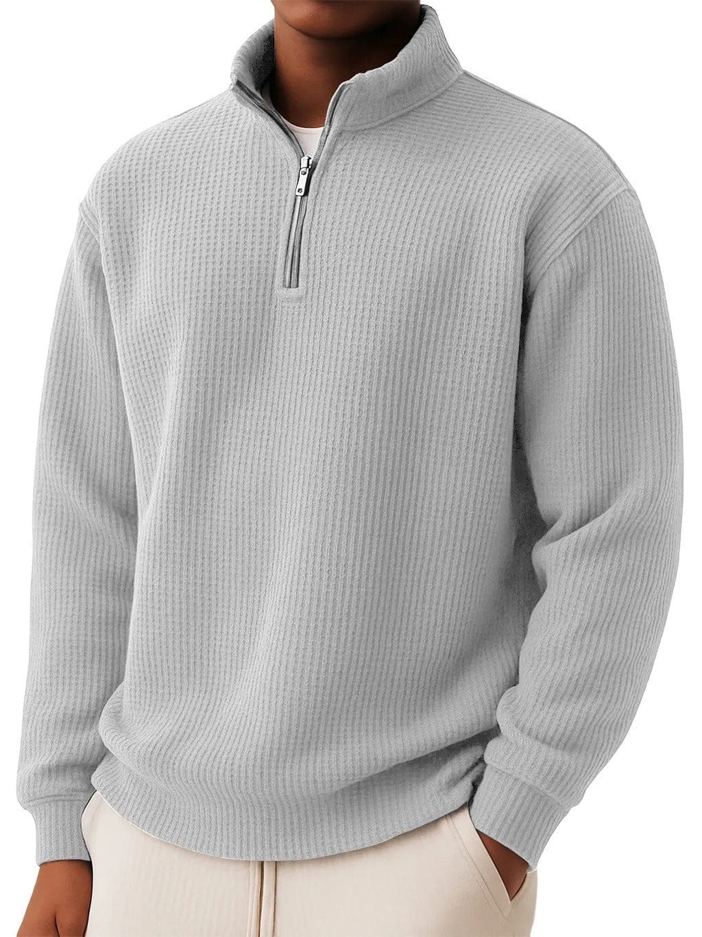 André Ferran Waffle Mock Neck Quarter-Zip