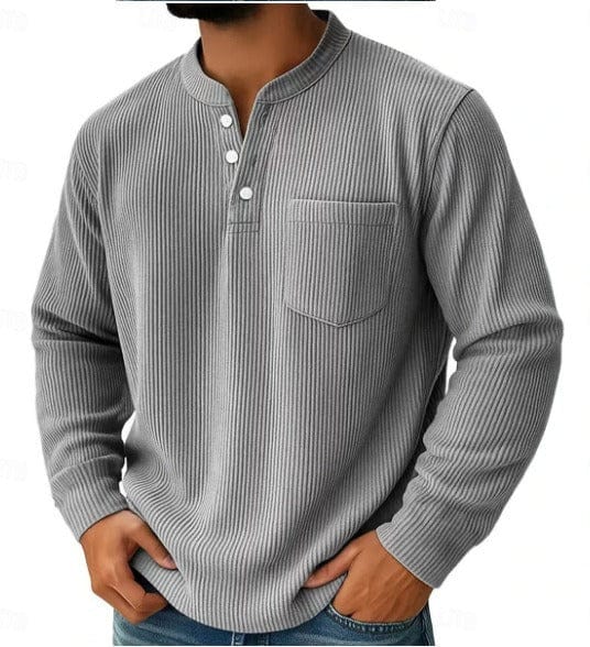 André Ferran Striped Henley Pullover