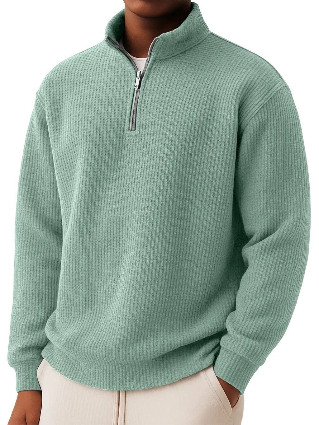 André Ferran Waffle Mock Neck Quarter-Zip