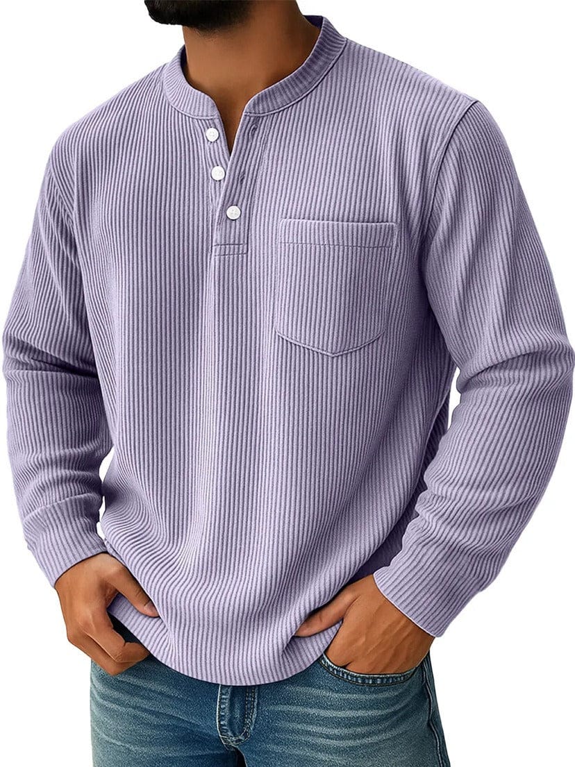 André Ferran Striped Henley Pullover