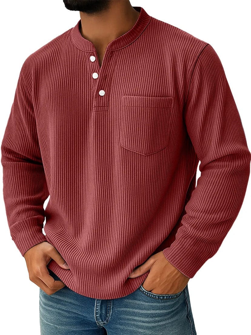 André Ferran Striped Henley Pullover
