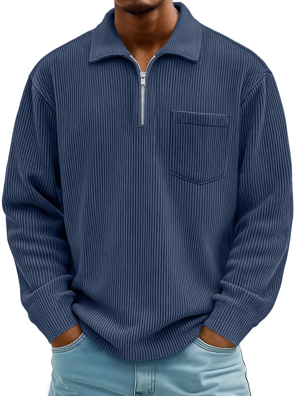 André Ferran Corduroy Collar Quarter-Zip